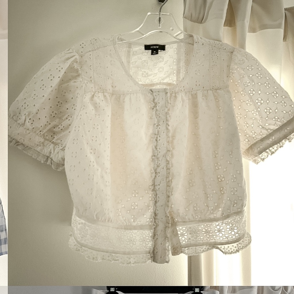 J. Crew Lace White Crop Top